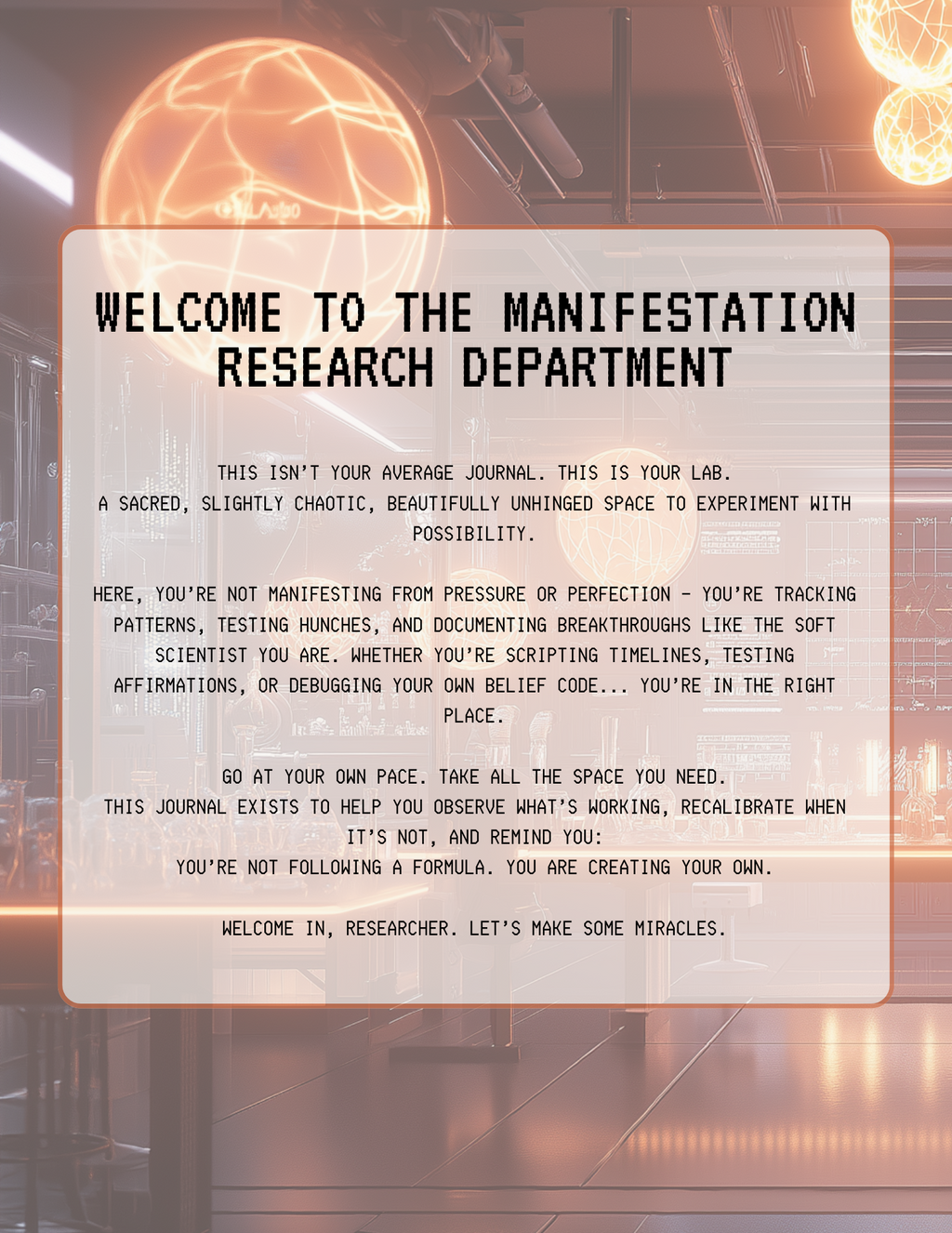 The Manifestation Research Department: Printable Lab Journal