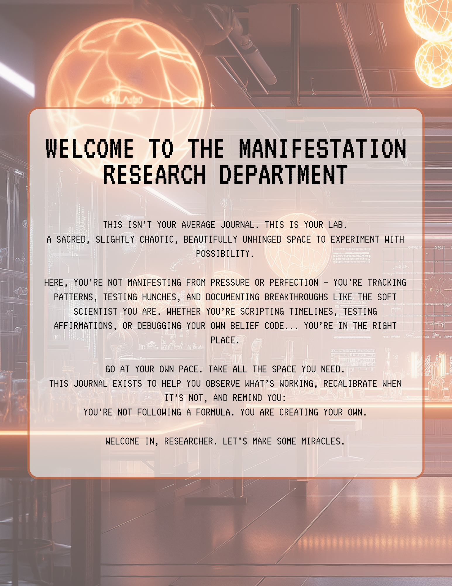 The Manifestation Research Department: Printable Lab Journal